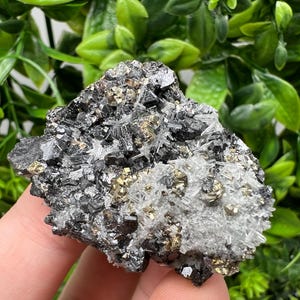 Stunning Chalcopyrite,Galena,Sphalerite,Calcite,on needle Quartz from Borieva mine,Madan,Bulgaria,natural,collectible mineral specimen,gift