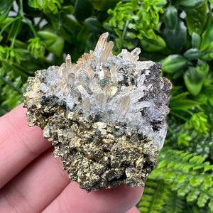 Wonderful Rainbow pyrite,Sphalerite on needles Quartz,natural minerals souvenir crystal gift collection stone,home decor Borieva Bulgaria