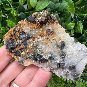 Wonderful Rainbow pyrite,Sphalerite on needles Quartz,natural minerals souvenir crystal gift collection stone,home decor Borieva Bulgaria