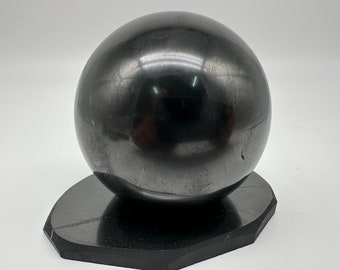 Shungite Sphere 8cm.Shungite Crystal Sphere,Healing Crystal,Highly Energetic Metaphysical,EMF Protection,Polished Sphere,5G Protection