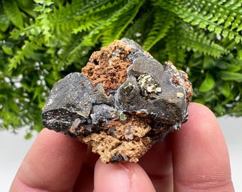 Chalcopyrite with Hematite on Siderite, Bulgaria Mineral Specimen