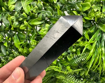 Shungite Stone Tower: EMF Neutralizer, Energy Protection, Crystal Decor (10cm)