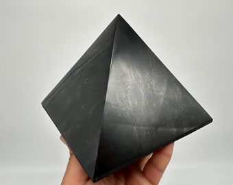 Shungite Pyramid 15 cm.Shungite Crystal Pyramid,Healing Crystal,Highly Energetic Metaphysical,EMF Protection,Polished Pyramid,5G Protection