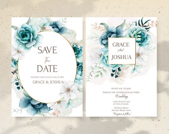 Customisable Floral Wedding Invitation: Editable Templates for Personalised Celebrations, Floral Wedding Invitation with Editable Templates