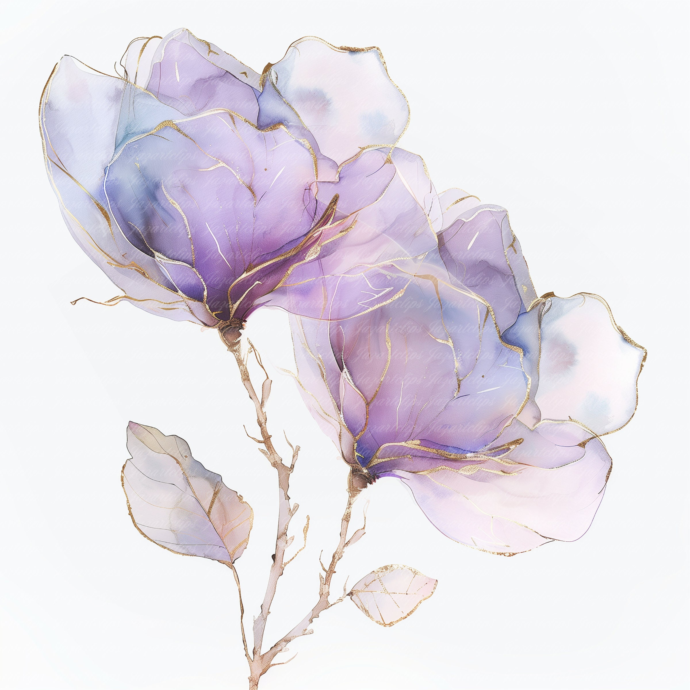 14 Abstract Watercolor Flowers Clip Art, Printable Clip Art, High