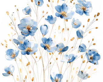 15 Abstract Pink Flowers Clip Art, Dried Flowers, Printable Watercolor ...