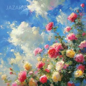 10 hermosas rosas clipart, flores imprimibles pintura clipart, descarga digital, artesanías de papel, diarios basura, fabricación de tarjetas, uso comercial