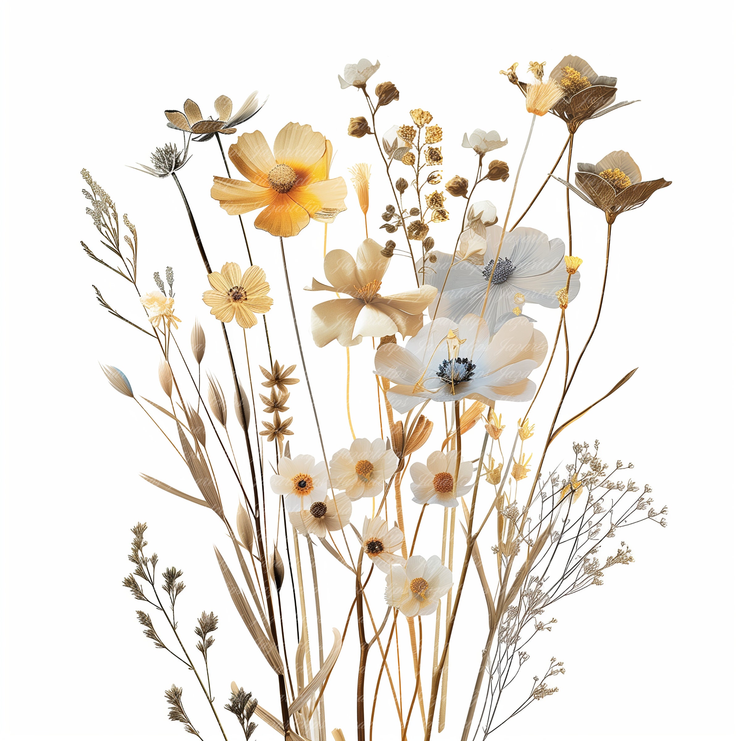 14 Wild Flowers Clipart, Dried Flowers, Printable Watercolor Clipart ...