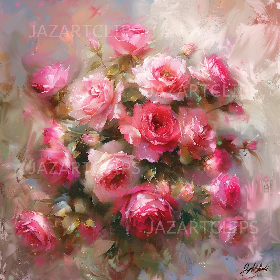Copy Art Roses Rose Flower Clipart: Printable Painting Roses, Commercial Use (digital ...