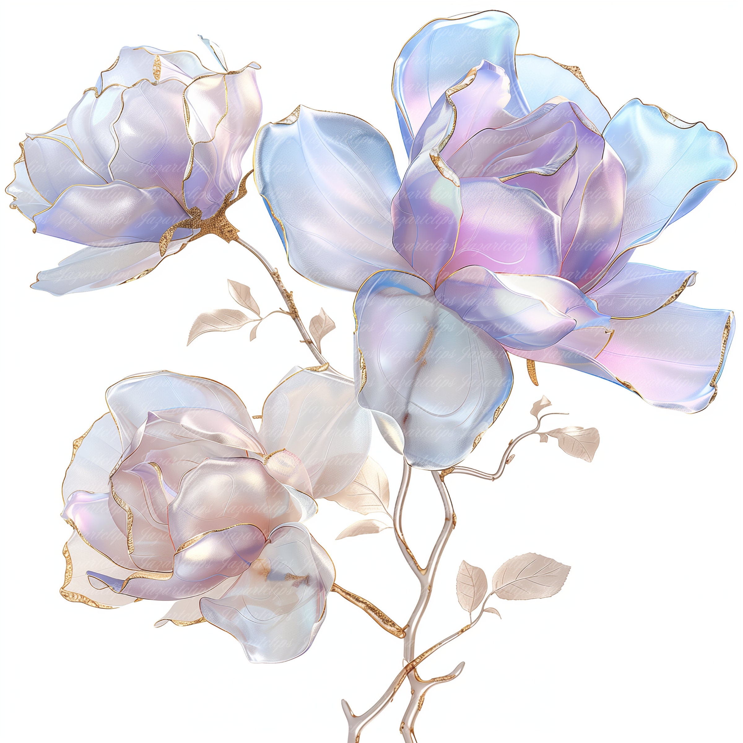 14 Abstract Watercolor Flowers Clip Art, Printable Clip Art, High