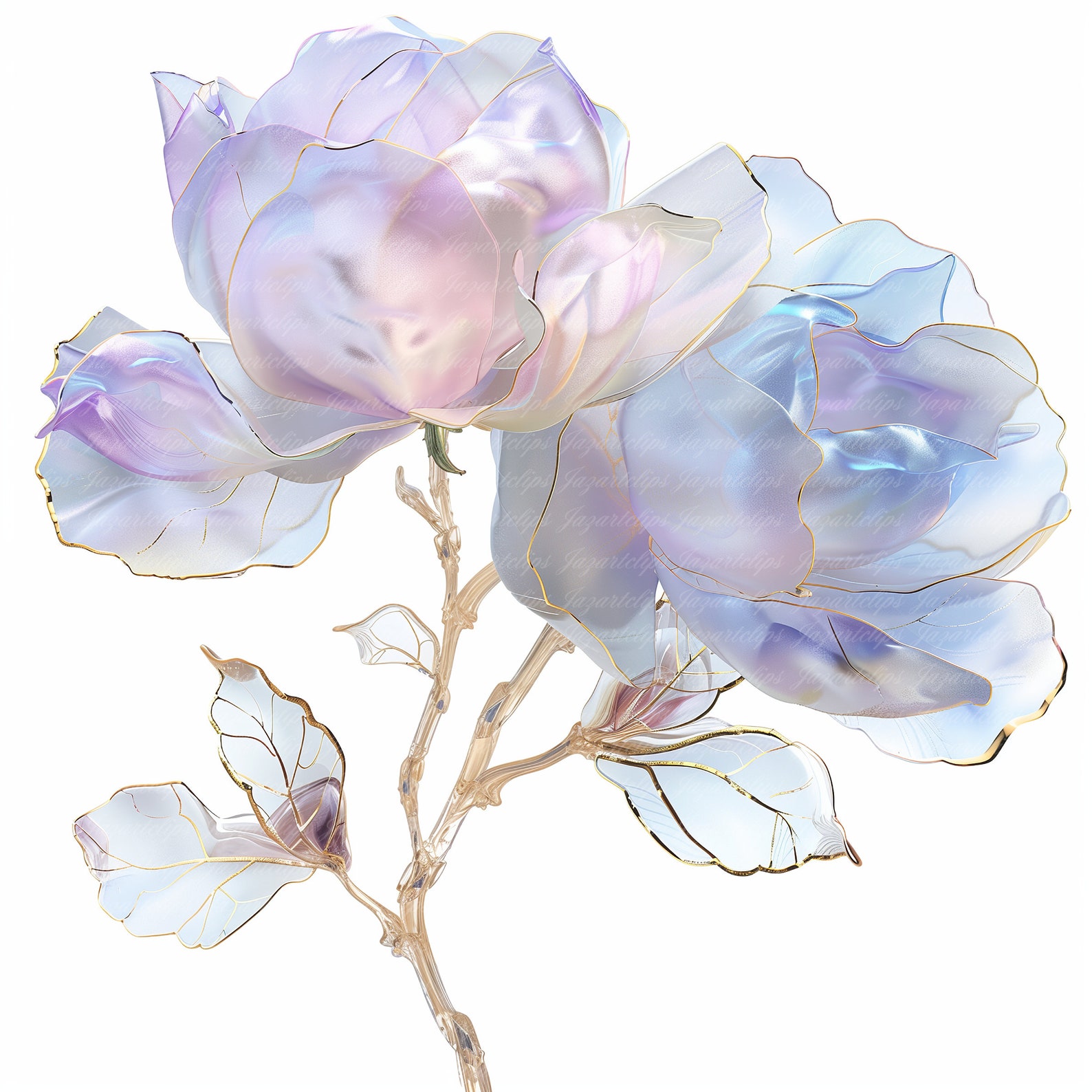 14 Abstract Watercolor Flowers Clip Art, Printable Clip Art, High