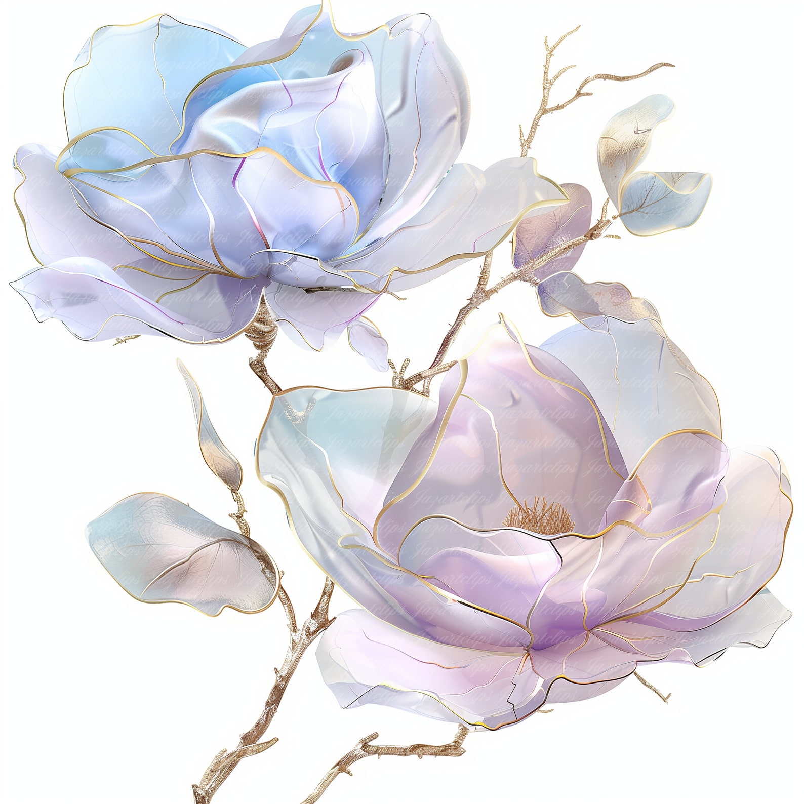 14 Abstract Watercolor Flowers Clip Art, Printable Clip Art, High