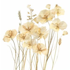 9 clipart de flores silvestres em aquarela amarela, flores secas, clipart para impressão, download digital PNG de alta qualidade, diários indesejados, artesanato em papel