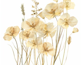 11 Watercolor Wild Flowers Clip Art, Dried Flowers, Printable Clip Art ...