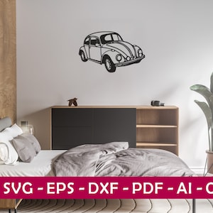 Retro Car Wall Art svg,dxf, EPS,AI, PDF files - digital wall art,plasma cut file,wall art dxf,laser cut files,Glowforge files, Retro Car svg
