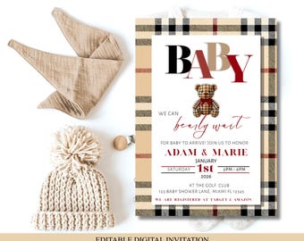 Luxury Plaid Baby Shower Invitation