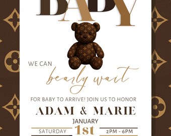 Luxury Teddy Bear Baby Shower Invitation