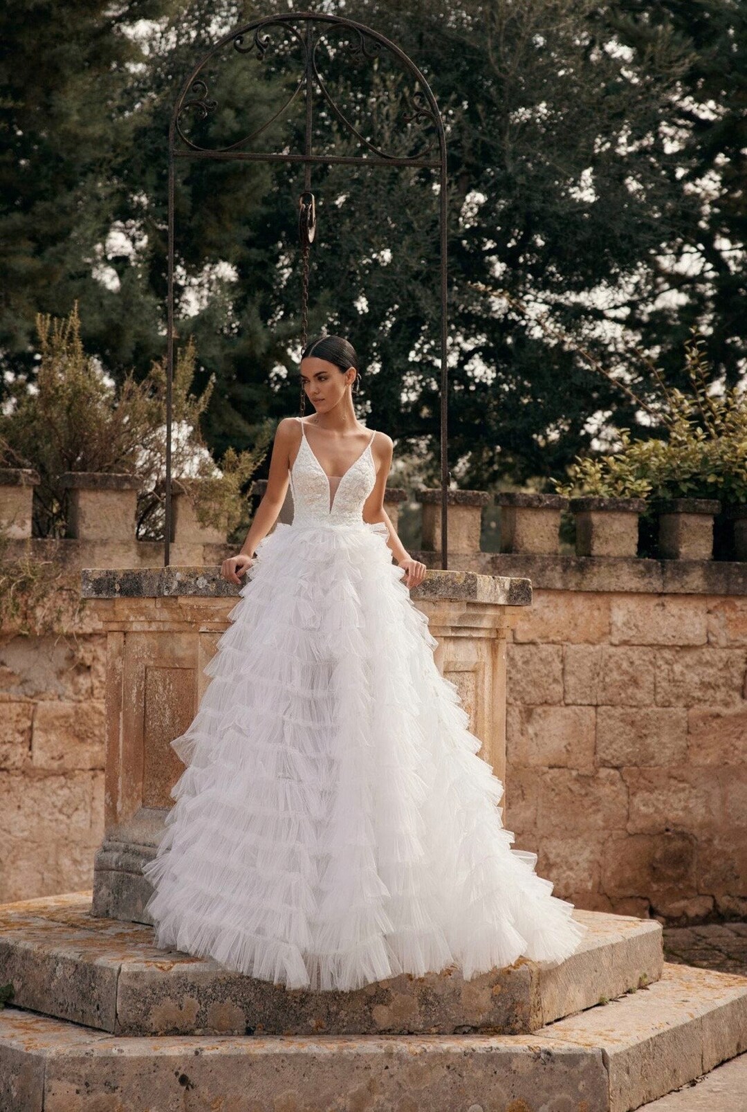 A-Line Wedding Dress with Ruffled Skirt for a Playful and Fun Look