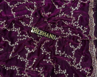 Beaded Sequin Silk Saree: Bollywood Party Wedding Wear