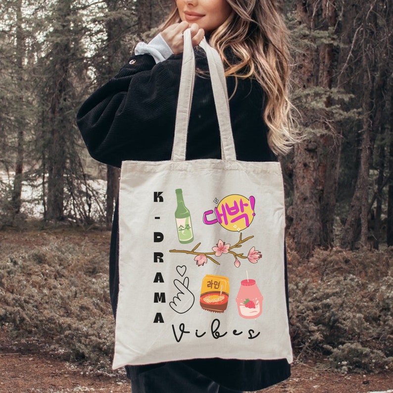 G2TUP Korean Drama Lover Tote Bag - 'Nutrition Facts' Funny Gift For K-Drama Addicts, Canvas Shoulder Bag