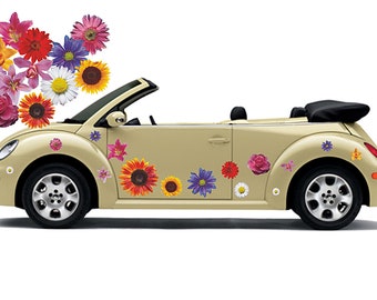 Hippie Blumen Aufkleber, Autoaufkleber, Gänseblümchen, Flower Set 08