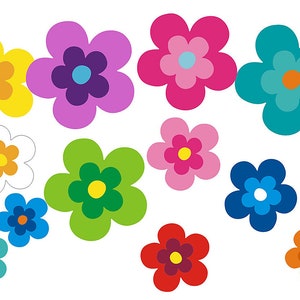 Hippie flower stickers, car stickers, bicycle stickers: Mini 15-51 pieces - colorfully mixed!