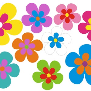 Hippie flower stickers, car stickers, mini 08 set of 5 - 26 pieces - colorfully mixed!