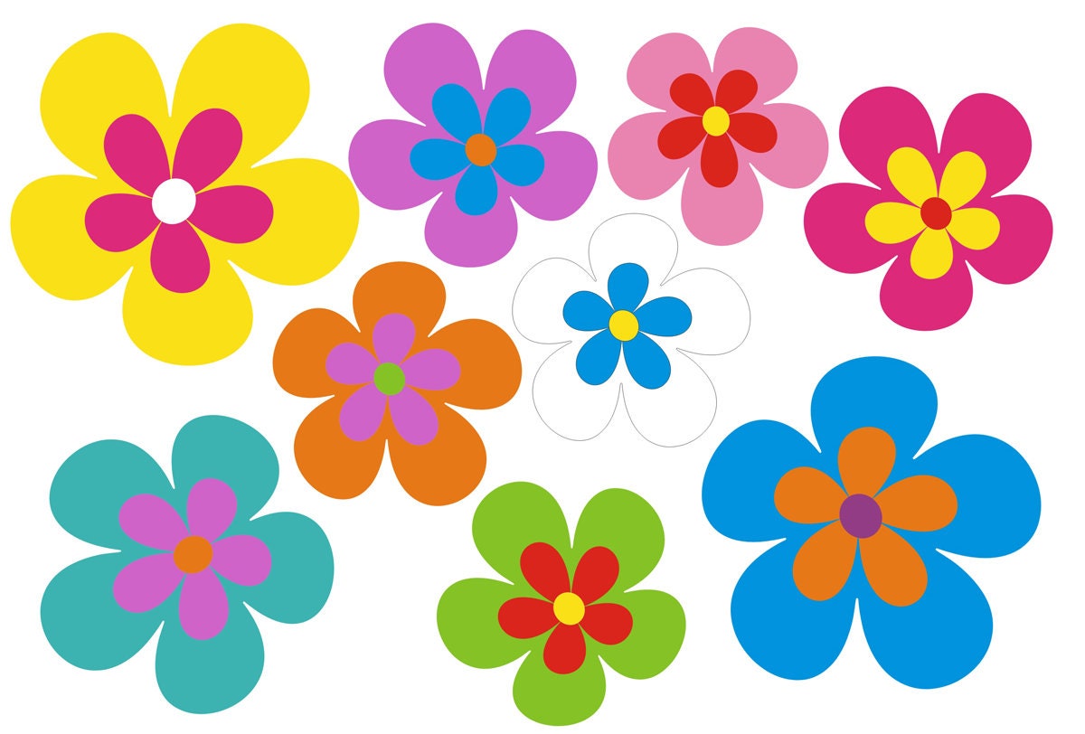 Felle kleuren auto bloemen sticker kopen