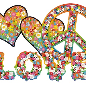 Flower Power Love & Peace Sticker Set - Love and Peace 08