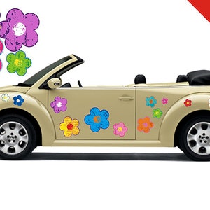 Hippie flower sticker, car sticker, shabby matt look, Hippie 040 Matt - mixed colors