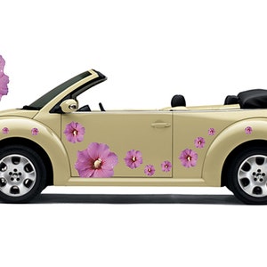 Hippie flower stickers, car stickers, hibiscus, flower set 10