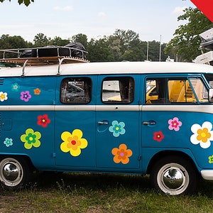 XL hippie flower sticker, car sticker hippie 039 - in a classy matt look, 20 pieces, mixed colors!!