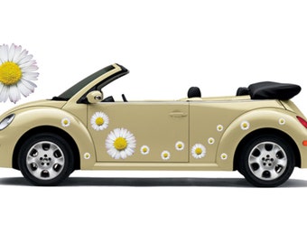 Autocollant fleur hippie, autocollant de voiture, marguerite, ensemble de fleurs 06