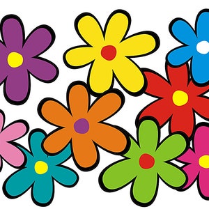 Hippie flower stickers, car stickers, Mini 01-Set 5 - 26 pieces - colorfully mixed!