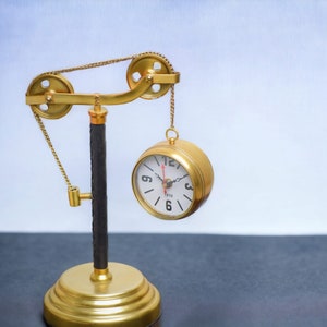 Table Pulley Clock, Golden & Black Table Clock , Aluminium\Brass Desk clock, Modern desk clock, Table Decor, Couple Gift, Valentine Gift