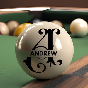 Personalized Cue Ball – Custom Laser Engraved Billiard & Snooker Ball, Custom Monogram Logo | Text Design, Ideal Gift For Him, Birthday Gift