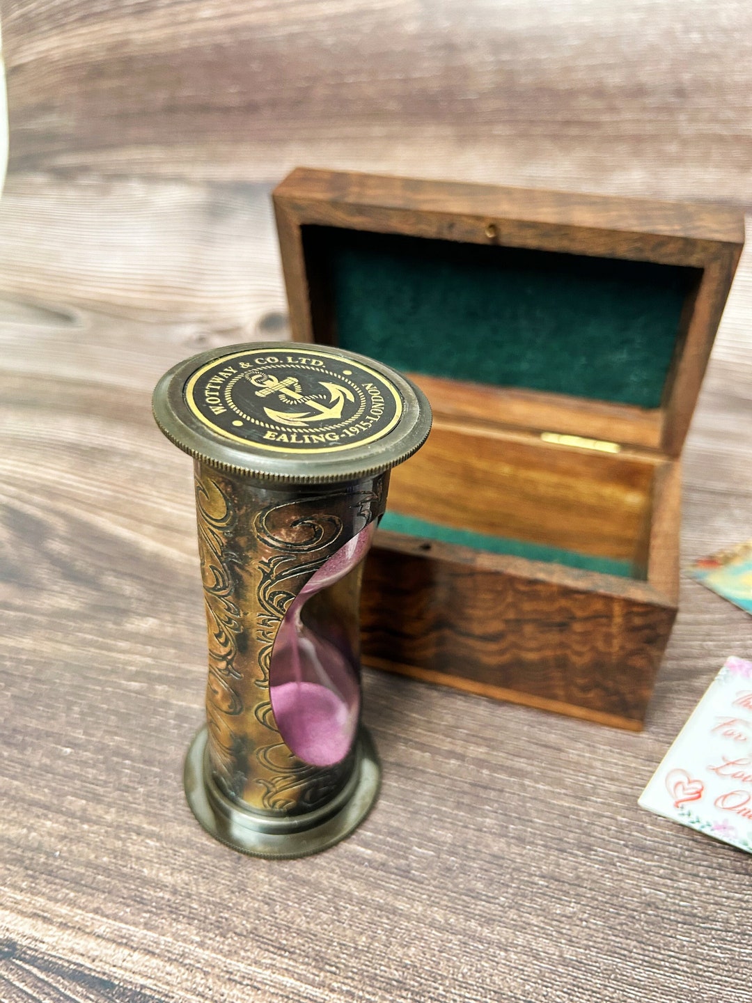 Engraved Brass Sand Timer With Wooden Box, Limited Edition Hourglass ...