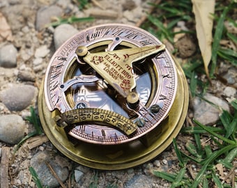 Unique Functional Brass Compass, Calendar Sundial Compass, Pocket Compass, Poem Compass, Handmade Gift, Brass Sundial compass, Gift For Him