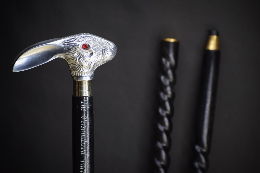 Personalized Red Eyes Rabbit | Bunny Handle Walking Cane - Customizable ...