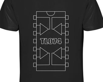 TL074,IC, Camiseta, Algodón Orgánico, Nerd, Electrónica, Componentes, Soldadura, Placa de Circuito, Eléctrica, Técnico en Electrónica, Regalo