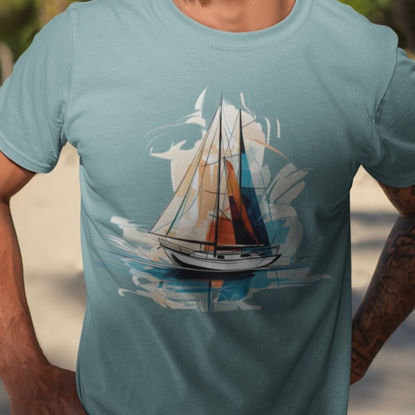 T-Shirt, Biobaumwolle, Segeln, Segelboot, Schiff, Meer, Segel, Skipper, Yacht, Segelyacht, Abenteuer