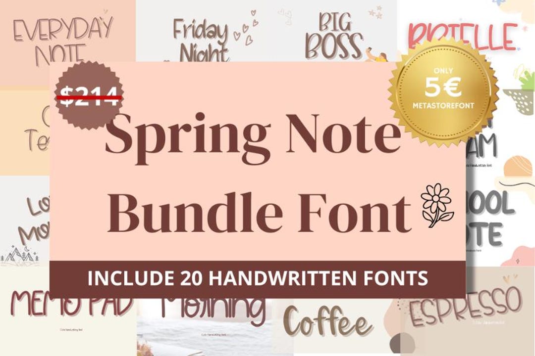Spring Note Font Bundle: Serif Font, Modern Font, Boho Font, Branding ...