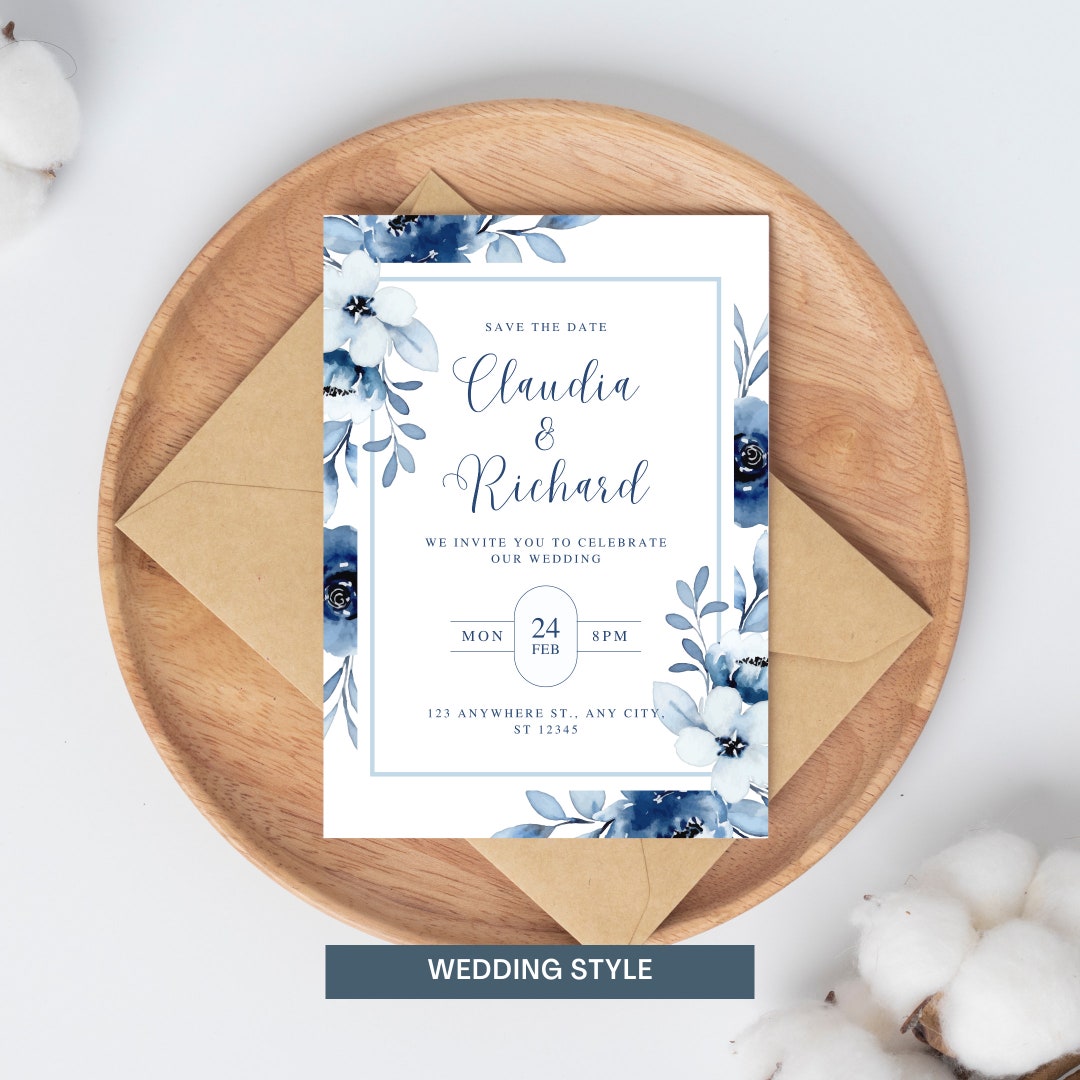 Floral Wedding Evite Best Wedding Evite Modern Wedding Etsy