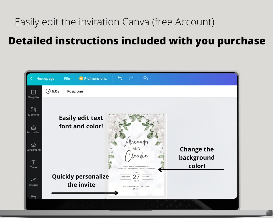 Floral wedding evite Best Wedding Evite modern wedding Etsy Italia