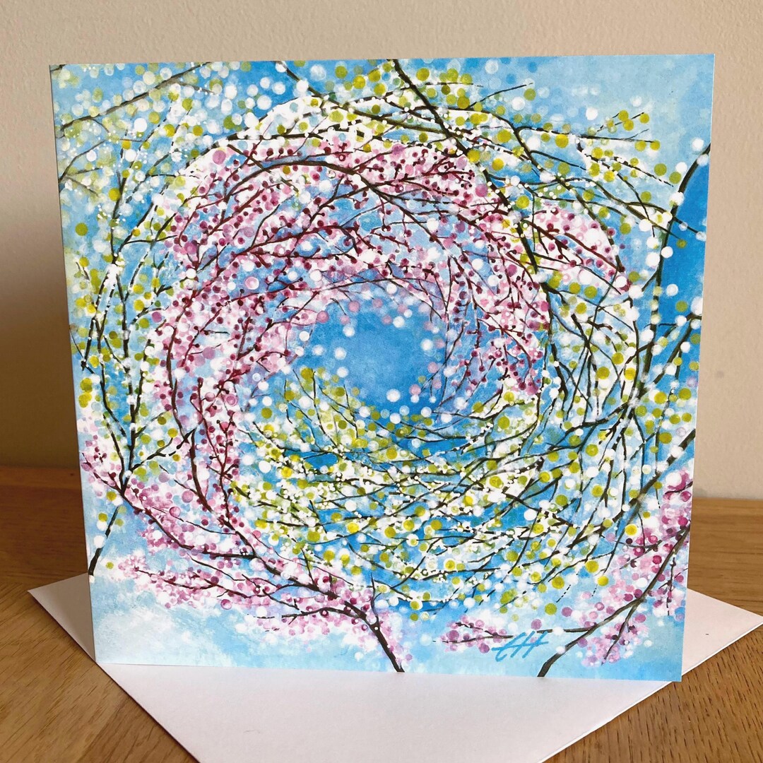 Cherry Blossom Greeting Card – Spring Floral Nature Art - Etsy