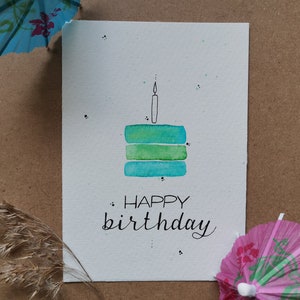 ORIGINAL handgemachte Postkarte "Happy Birthday"