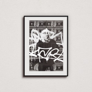 Hypebeast schwarz und weiß Street Art Print, digitaler Download, dunkel Gothic Wandkunst, Graffiti Wandkunst, NYC Street Art, Urban Fashion Art.