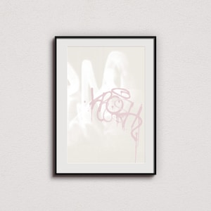 Minimal Abstract Hypebeast Pink Art Print, Digital Download, Boho Wall Art, Graffiti Wall Art, NYC Street Art, Kaws.