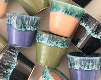 Handmade ceramic espresso shot ceramic modern barista art Pottery handmade mini glaze coffee shot Vodka mini shot party