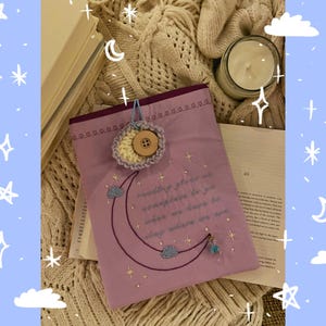 Made To Order Embroidered Book Sleeve Handmade Book Pouch For Book Lover Gift For Book Lover
